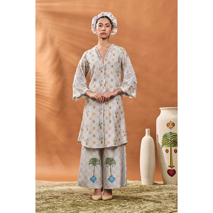 Masaba Powder Blue Checkers Kurta with Palazzo (Set of 2)