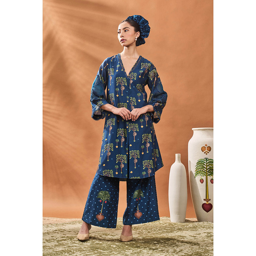 Masaba Blue Wilds Cape Kurta with Palazzo (Set of 2)