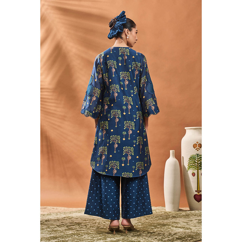 Masaba Blue Wilds Cape Kurta with Palazzo (Set of 2)