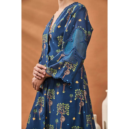 Masaba Blue Wilds Cape Kurta with Palazzo (Set of 2)