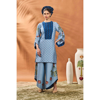 Masaba Powder Blue Spade Kurti with Palazzo (Set of 2)