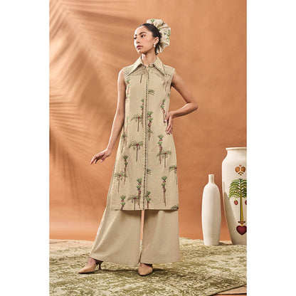 Masaba Beige Blooming Kurta with Palazzo (Set of 2)