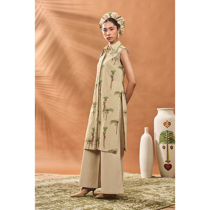 Masaba Beige Blooming Kurta with Palazzo (Set of 2)