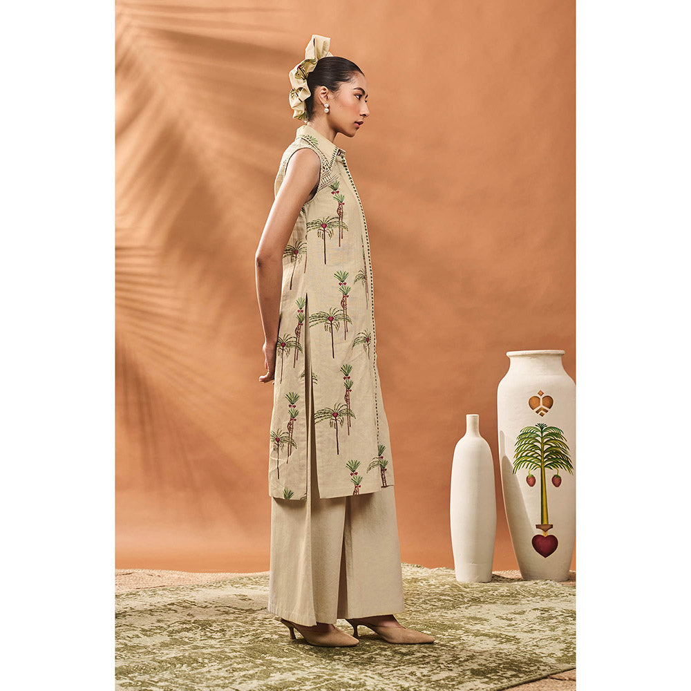 Masaba Beige Blooming Kurta with Palazzo (Set of 2)