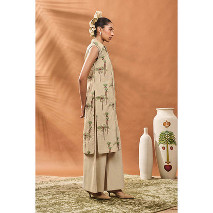 Masaba Beige Blooming Kurta with Palazzo (Set of 2)