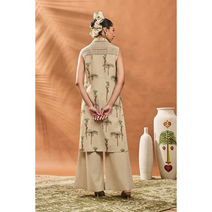 Masaba Beige Blooming Kurta with Palazzo (Set of 2)