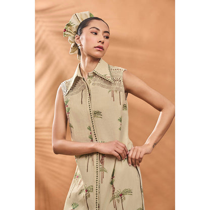 Masaba Beige Blooming Kurta with Palazzo (Set of 2)