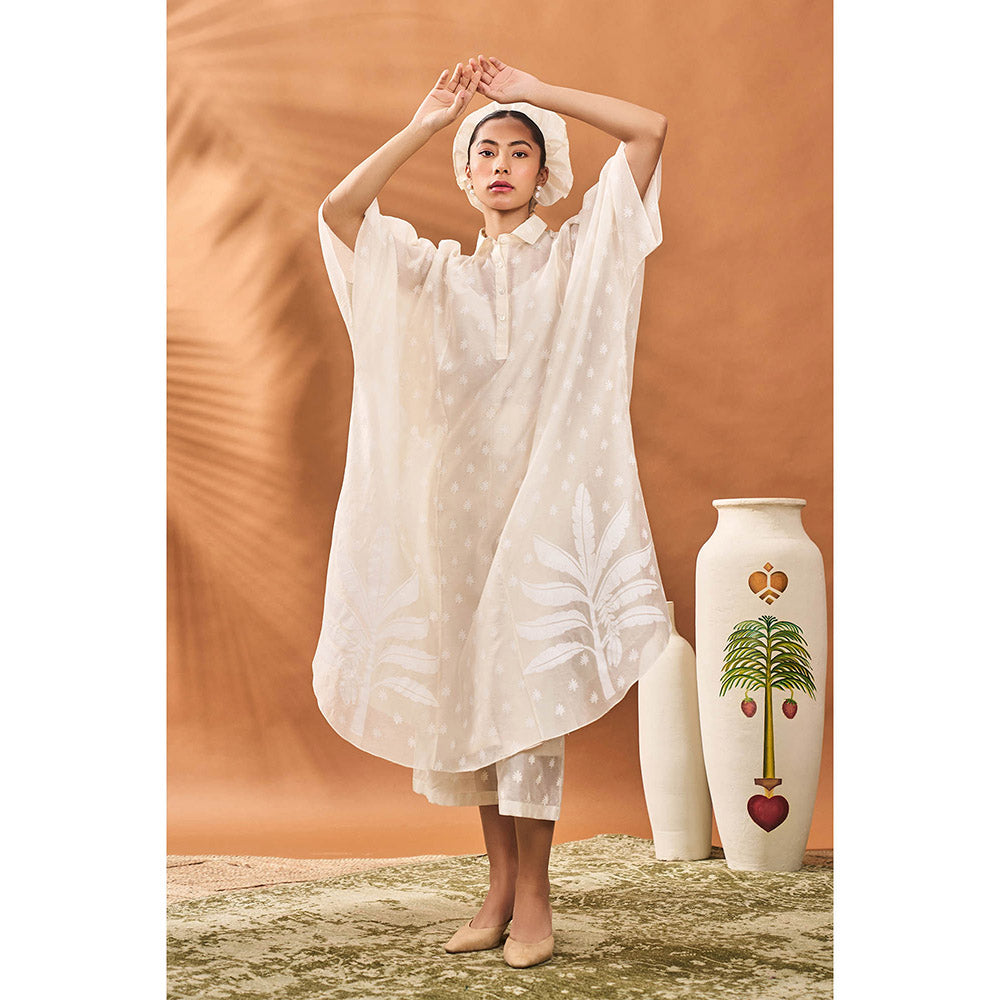 Masaba White Chander Trellis Palm Kurta with Inner and Pant (Set of 3)