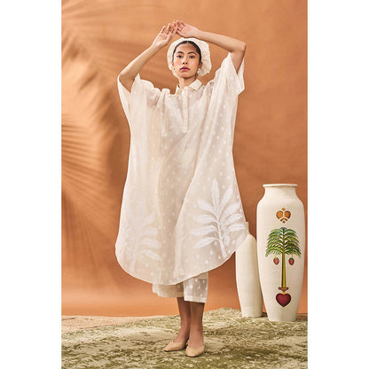 Masaba White Chander Trellis Palm Kurta with Inner and Pant (Set of 3)