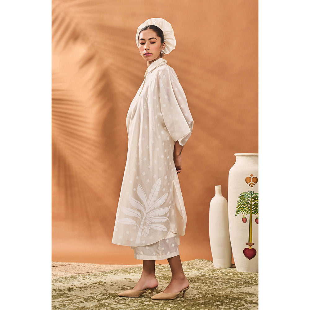 Masaba White Chander Trellis Palm Kurta with Inner and Pant (Set of 3)
