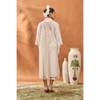 Masaba White Chander Trellis Palm Kurta with Inner and Pant (Set of 3)