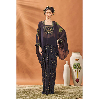 Masaba Black Bustier with Top and Skirt (Set of 3)