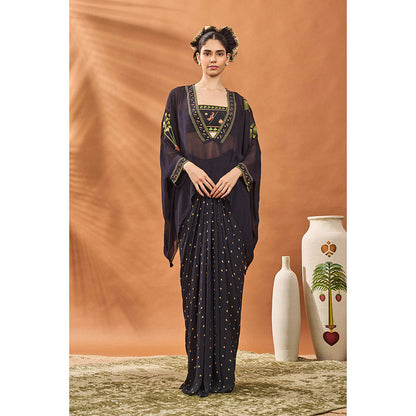 Masaba Black Bustier with Top and Skirt (Set of 3)