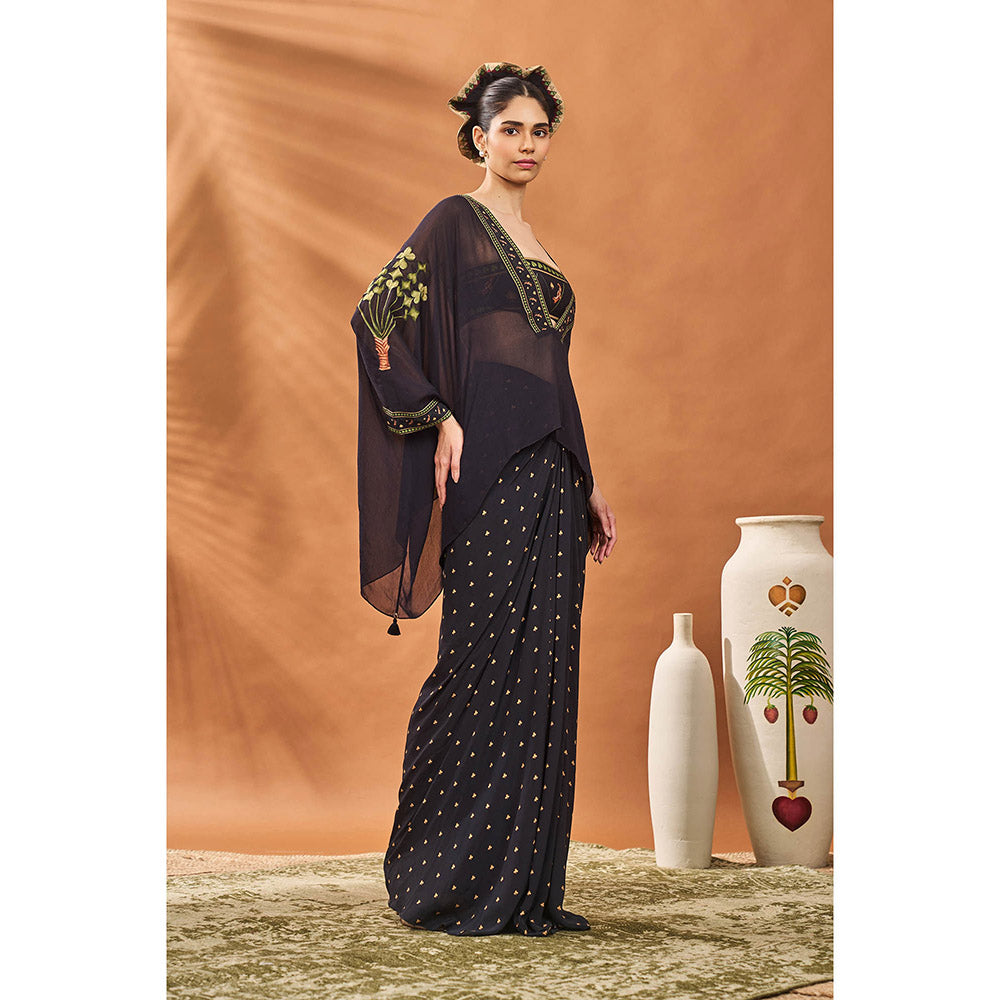 Masaba Black Bustier with Top and Skirt (Set of 3)