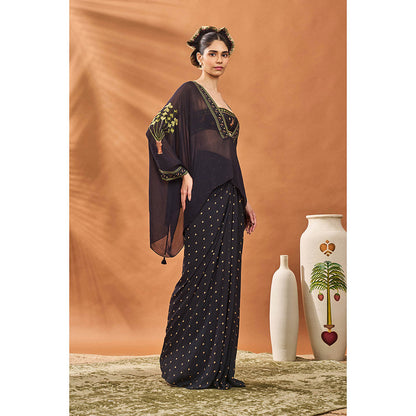 Masaba Black Bustier with Top and Skirt (Set of 3)