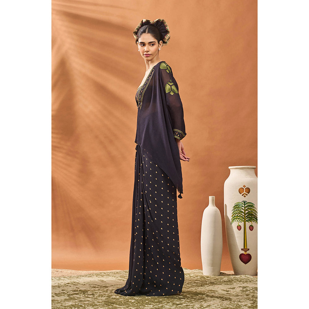 Masaba Black Bustier with Top and Skirt (Set of 3)