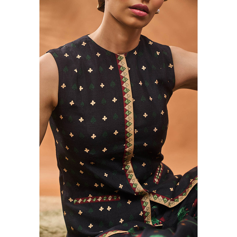 Masaba Black Tree Of Hearts Top with Palazzo (Set of 2)