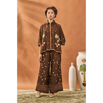 Masaba Brown Checkers Bloom Tunic with Palazzo (Set of 2)