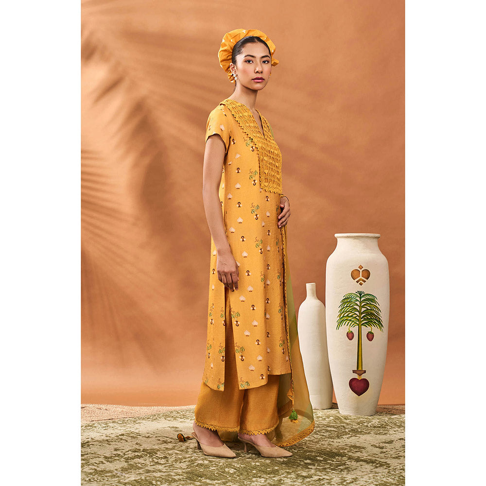 Masaba Yellow Spades Kurta with Pant and Dupatta (Set of 3)
