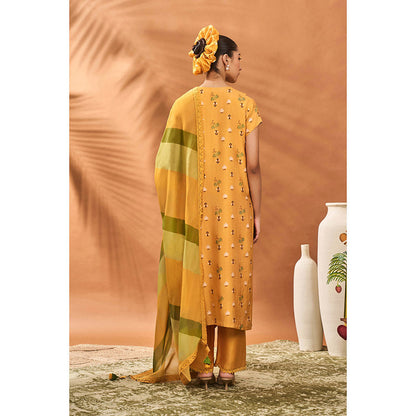 Masaba Yellow Spades Kurta with Pant and Dupatta (Set of 3)