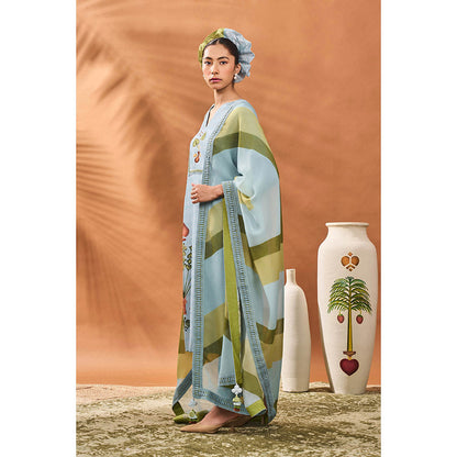 Masaba Powder Blue Spades Kurta with Pant and Dupatta (Set of 3)