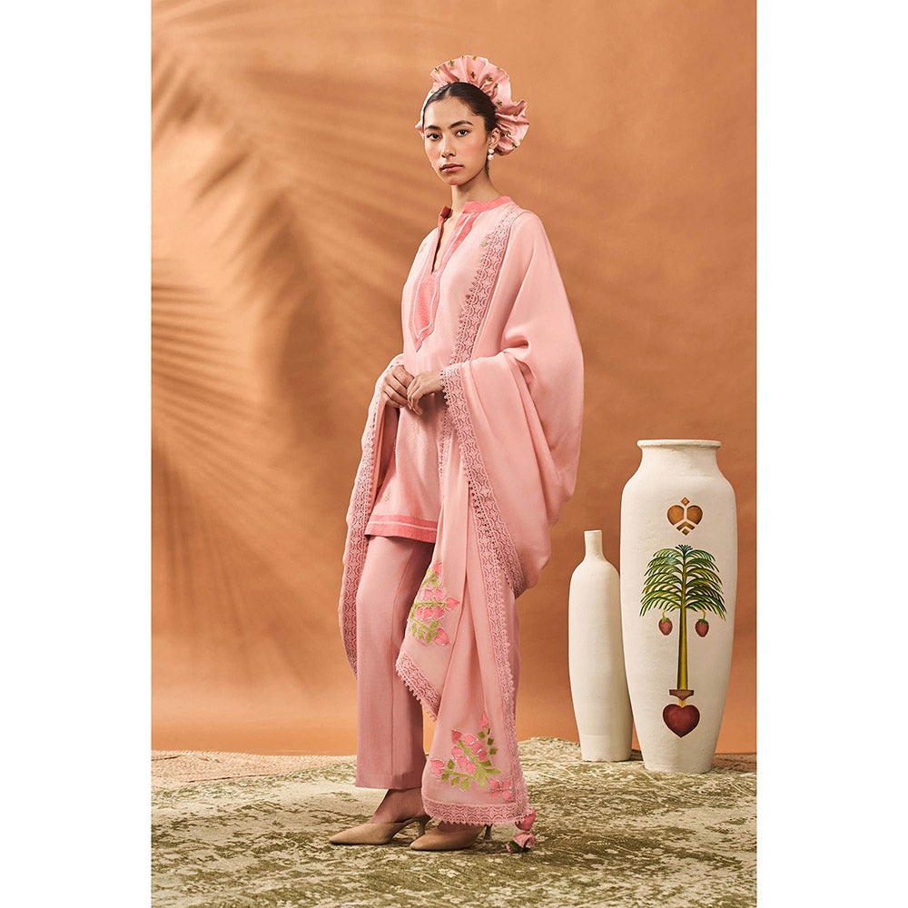 Masaba Pink Meadow Kurta with Pant and Dupatta (Set of 3)