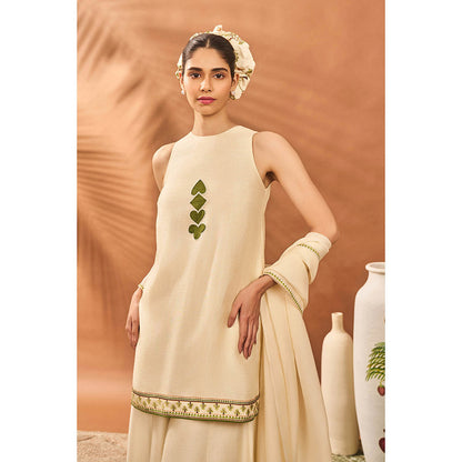 Masaba Cream Mindscape Kurti with Palazzo and Dupatta (Set of 3)