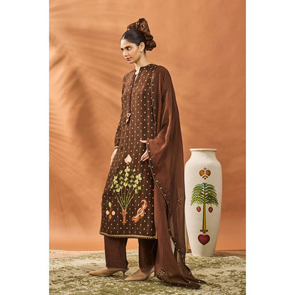 Masaba Brown Kurta with Palazzo and Dupatta (Set of 3)