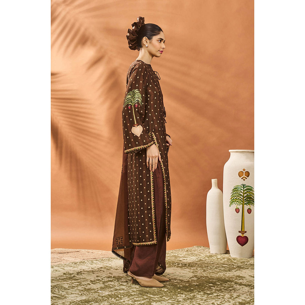 Masaba Brown Kurta with Palazzo and Dupatta (Set of 3)