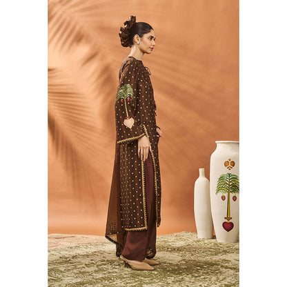 Masaba Brown Kurta with Palazzo and Dupatta (Set of 3)