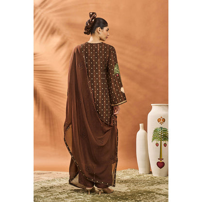 Masaba Brown Kurta with Palazzo and Dupatta (Set of 3)