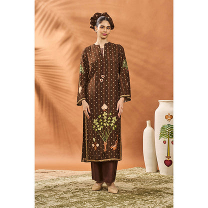 Masaba Brown Kurta with Palazzo and Dupatta (Set of 3)
