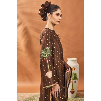 Masaba Brown Kurta with Palazzo and Dupatta (Set of 3)