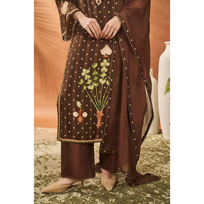 Masaba Brown Kurta with Palazzo and Dupatta (Set of 3)