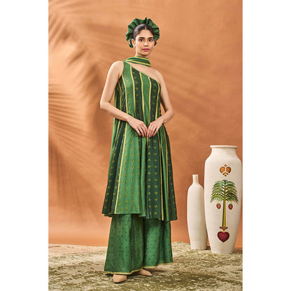 Masaba Green Petal Play Kurta with Palazzo and Dupatta (Set of 3)