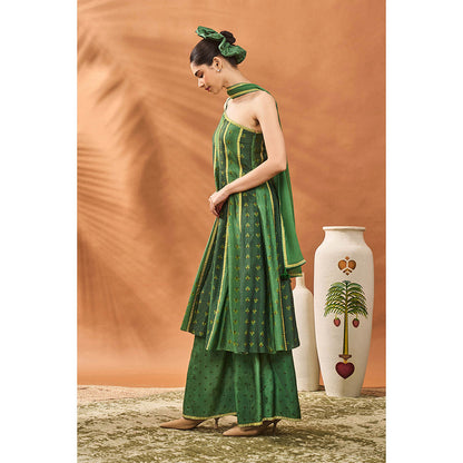 Masaba Green Petal Play Kurta with Palazzo and Dupatta (Set of 3)