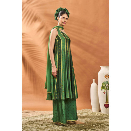 Masaba Green Petal Play Kurta with Palazzo and Dupatta (Set of 3)