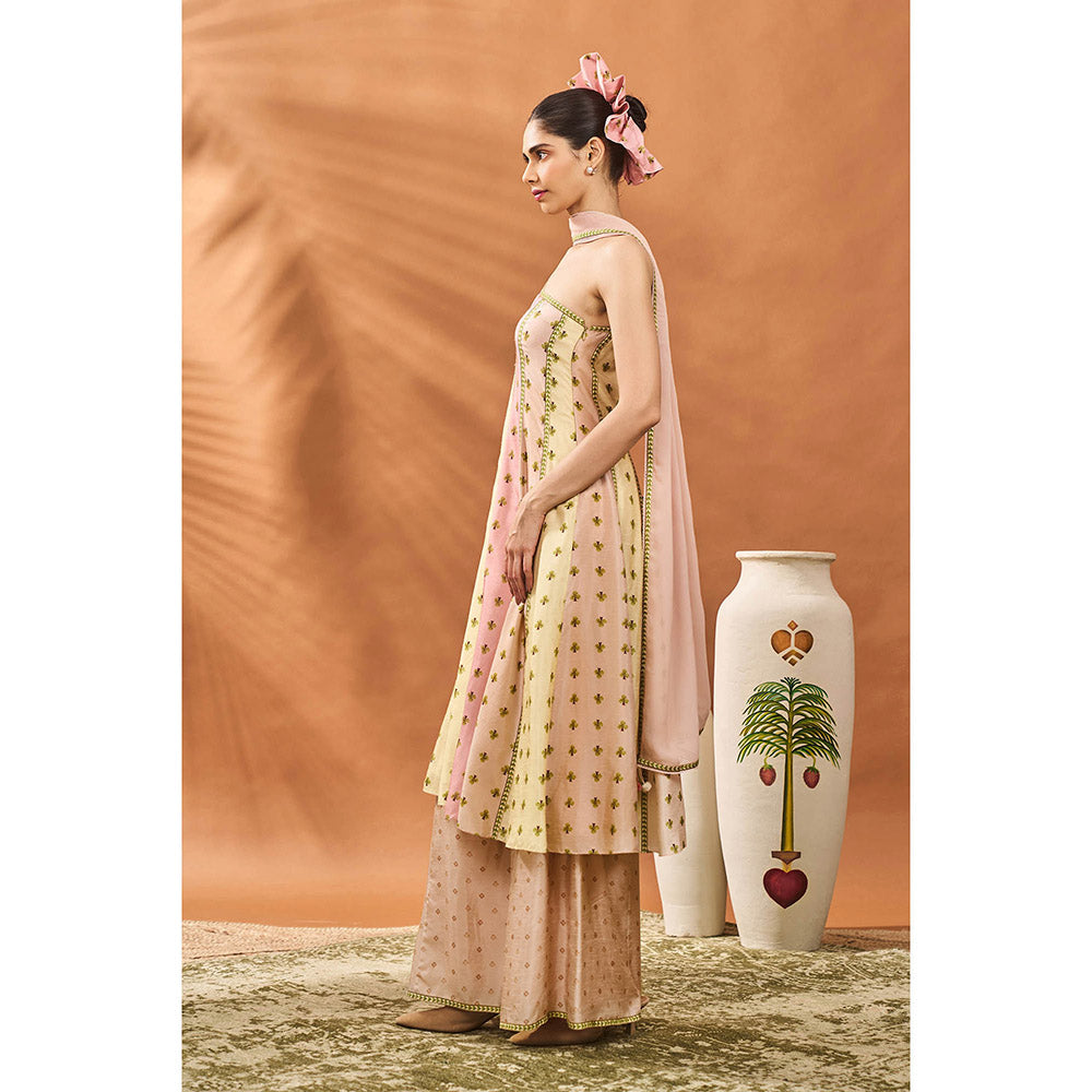Masaba Nude Kurta with Palazzo and Dupatta (Set of 3)