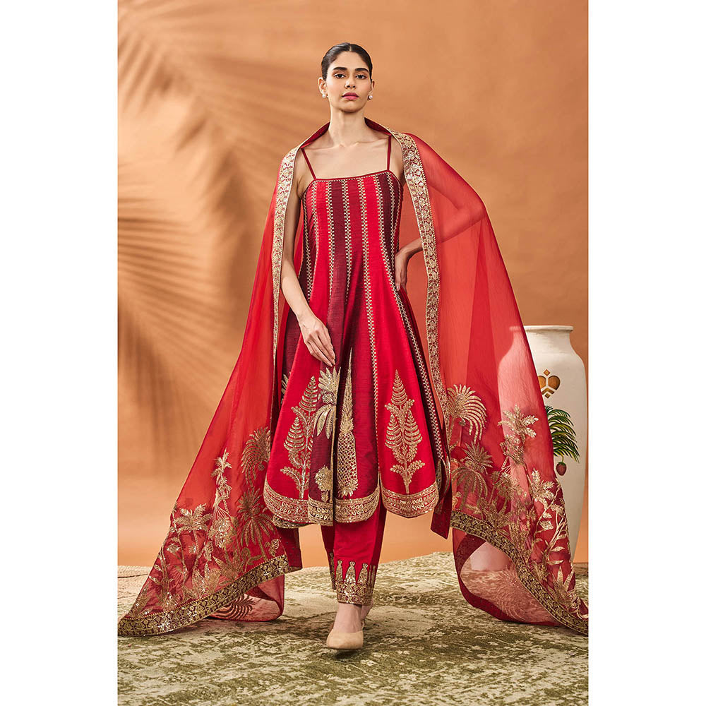 Masaba Red The Anar Bagh Anarkali with Salwar and Dupatta (Set of 3)