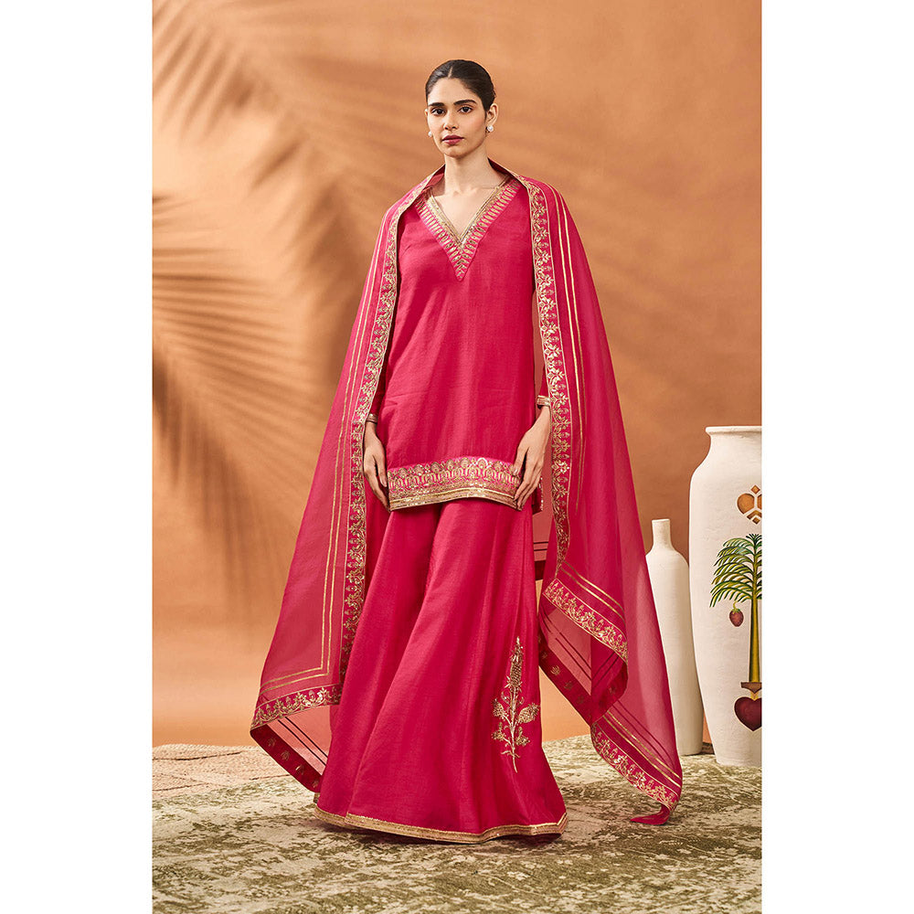 Masaba Pink Tricone Palazzo with Kurta and Dupatta (Set of 3)