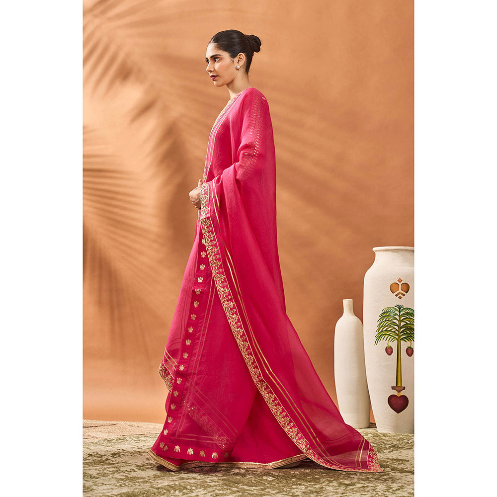 Masaba Pink Tricone Palazzo with Kurta and Dupatta (Set of 3)