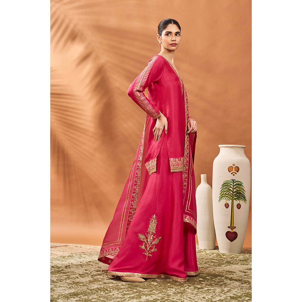 Masaba Pink Tricone Palazzo with Kurta and Dupatta (Set of 3)