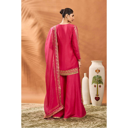 Masaba Pink Tricone Palazzo with Kurta and Dupatta (Set of 3)