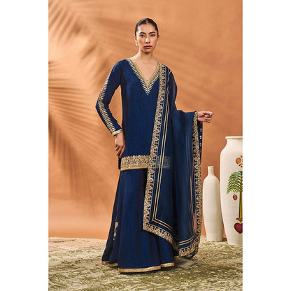 Masaba Blue Tricone Palazzo with Kurta and Dupatta (Set of 3)