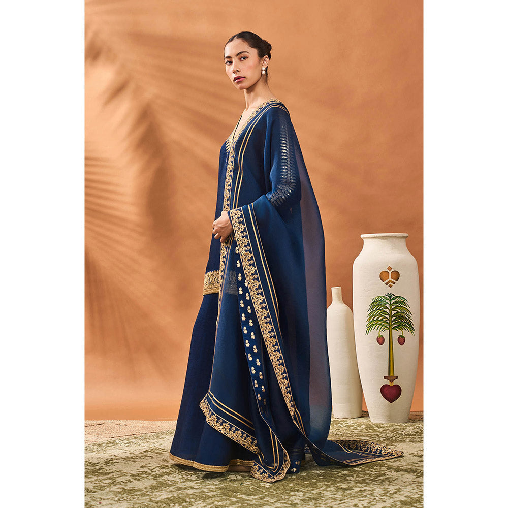 Masaba Blue Tricone Palazzo with Kurta and Dupatta (Set of 3)