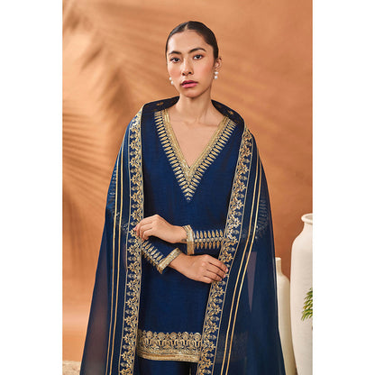 Masaba Blue Tricone Palazzo with Kurta and Dupatta (Set of 3)