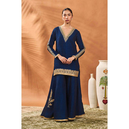 Masaba Blue Tricone Palazzo with Kurta and Dupatta (Set of 3)