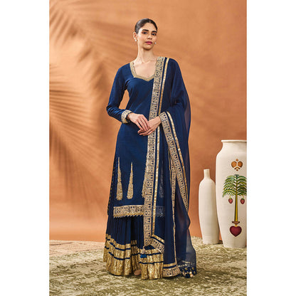 Masaba Blue Pixie Dust Kurta with Lehenga and Dupatta (Set of 3)