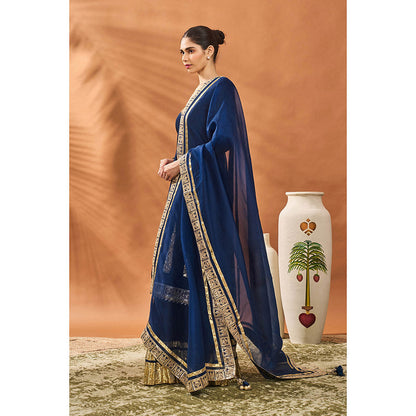 Masaba Blue Pixie Dust Kurta with Lehenga and Dupatta (Set of 3)
