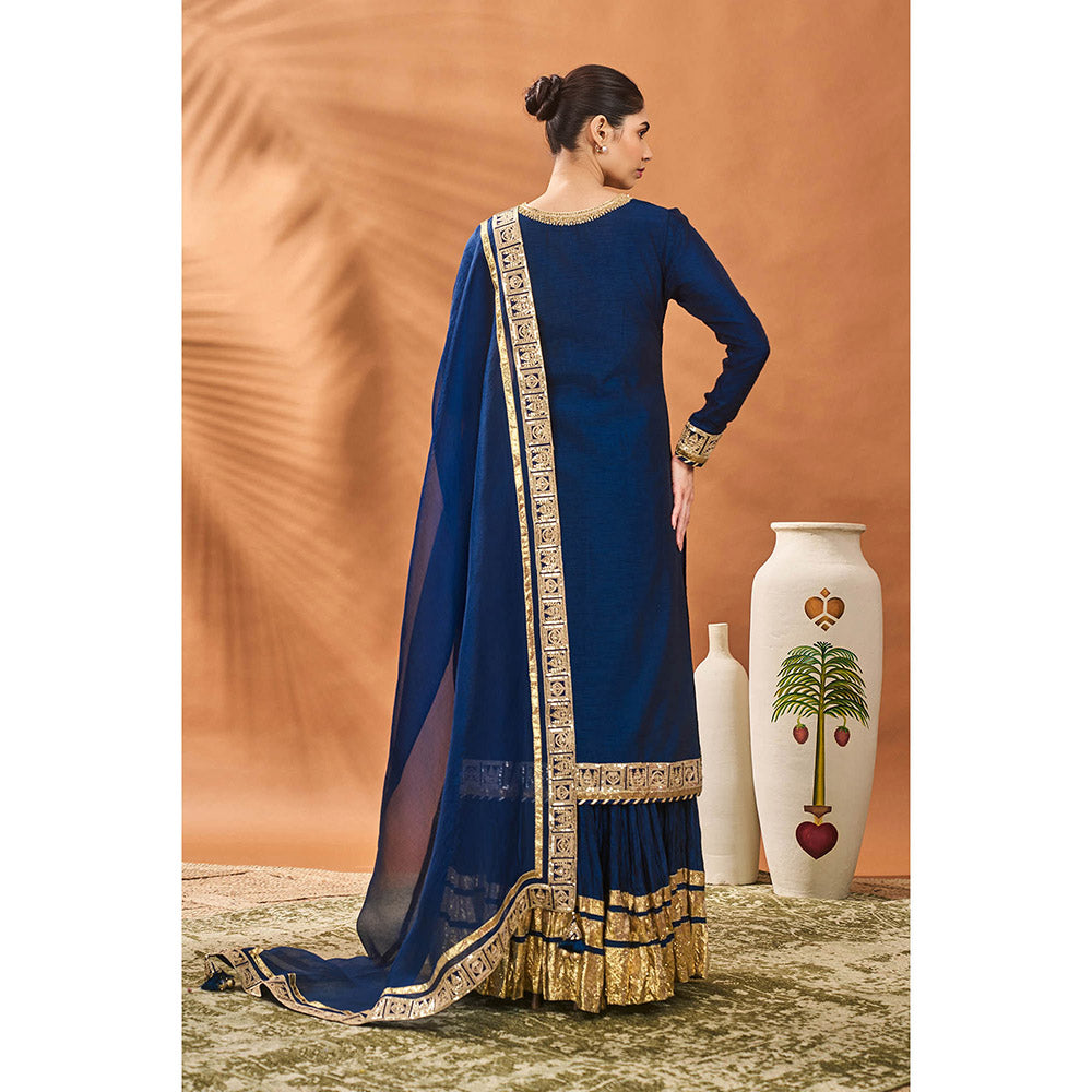 Masaba Blue Pixie Dust Kurta with Lehenga and Dupatta (Set of 3)